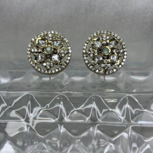 Royal Kundan Polki Round Stud Earrings